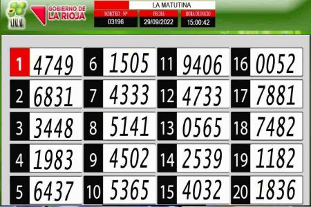 Sorteo de quiniela propio. Matutina