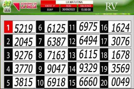 Sorteo de quiniela propio. Matutina