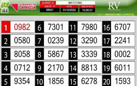 Sorteo de quiniela propio. Matutina