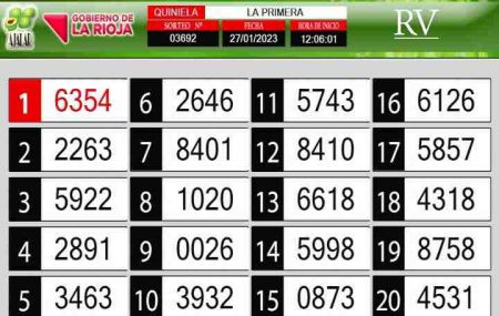 Sorteo de quiniela propio. Primera