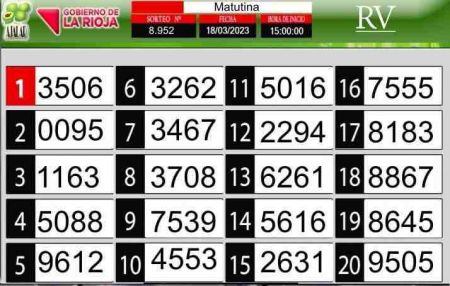 Sorteo de quiniela propio. Matutina